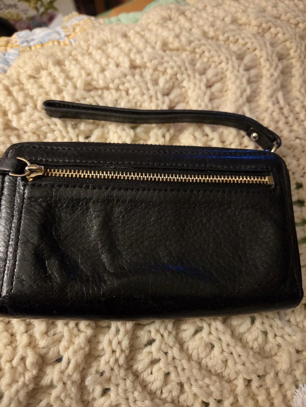Kate Spade Wristlet Wallet Card Case Key Ring Pebbled Leather